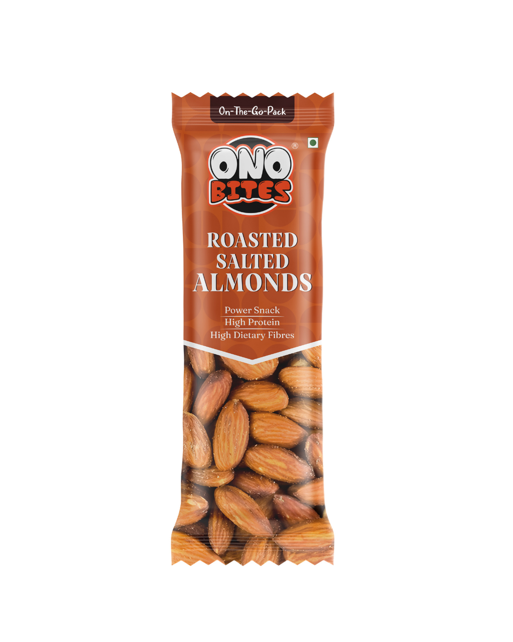 ONO BITES Roasted & Salted Almonds, On the go packs 25g x 5 (125g Total)