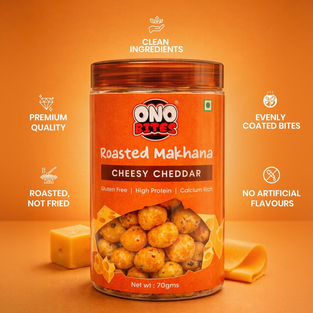 ONO Bites Roasted Makhana Cheddar Cheese 70g