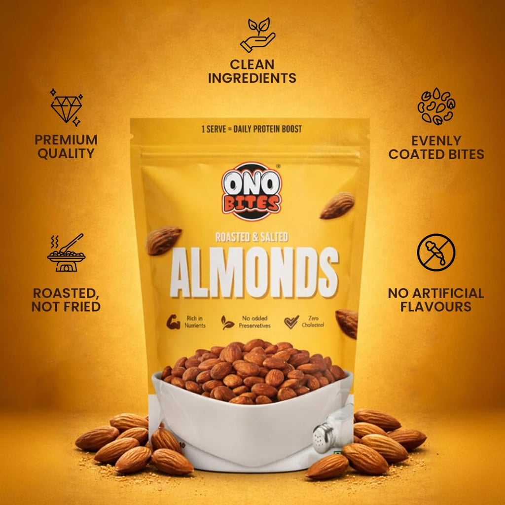 ONO BITES Roasted & Salted Almonds, On the go pouches, 32g