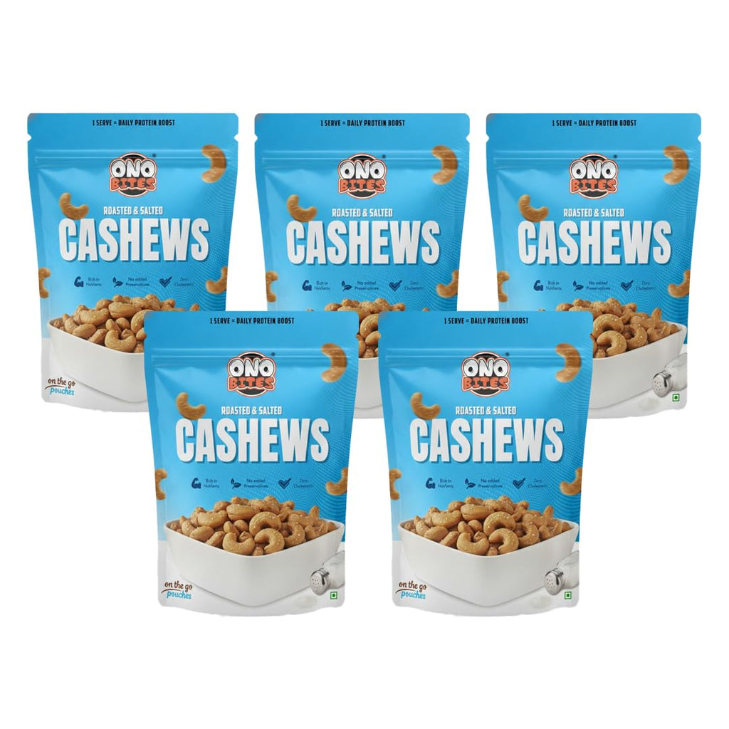 ONO BITES Roasted & Salted Cashews, On the go pouches, 32g
