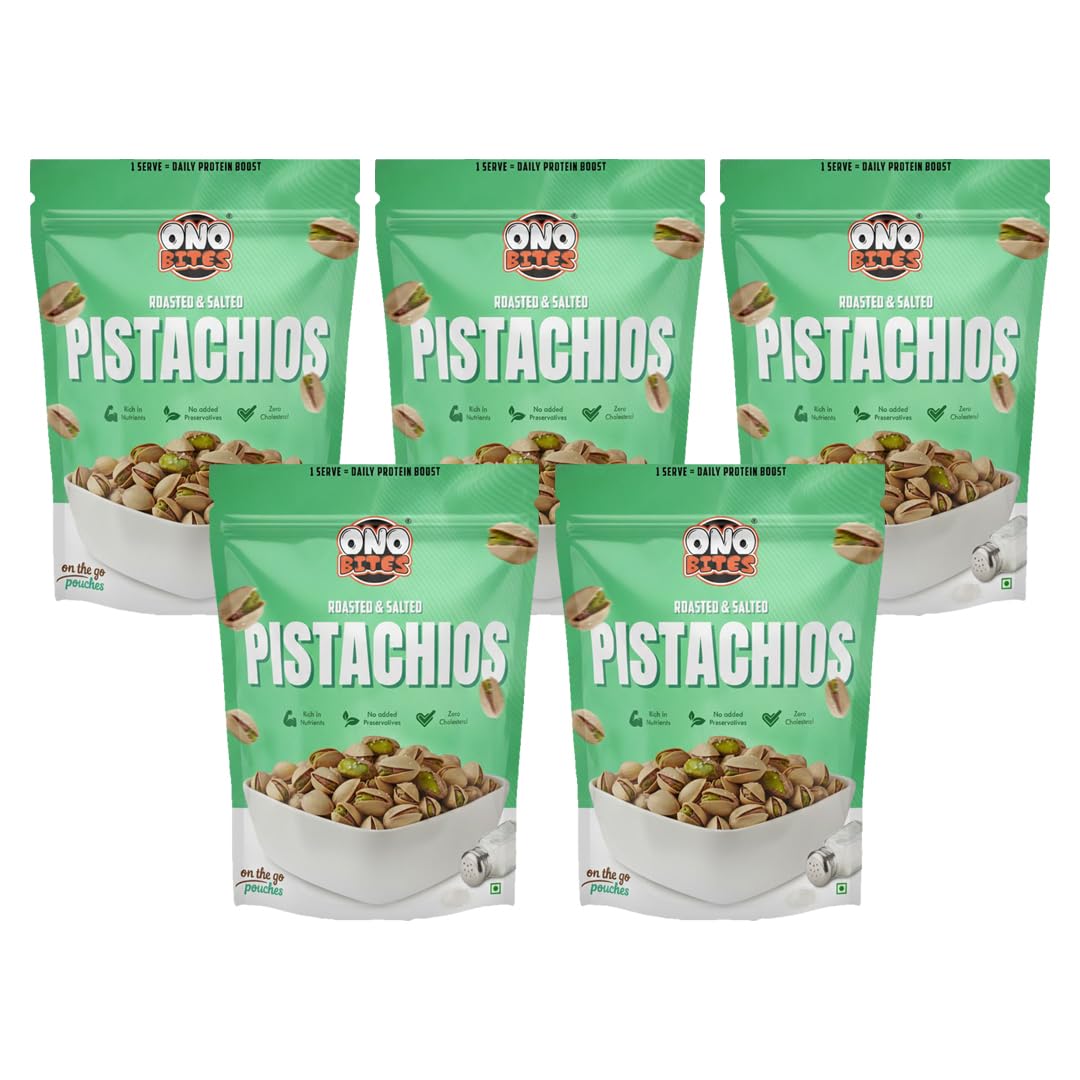 ONO BITES Roasted & Salted Pistachios, On the go pouches, 32g
