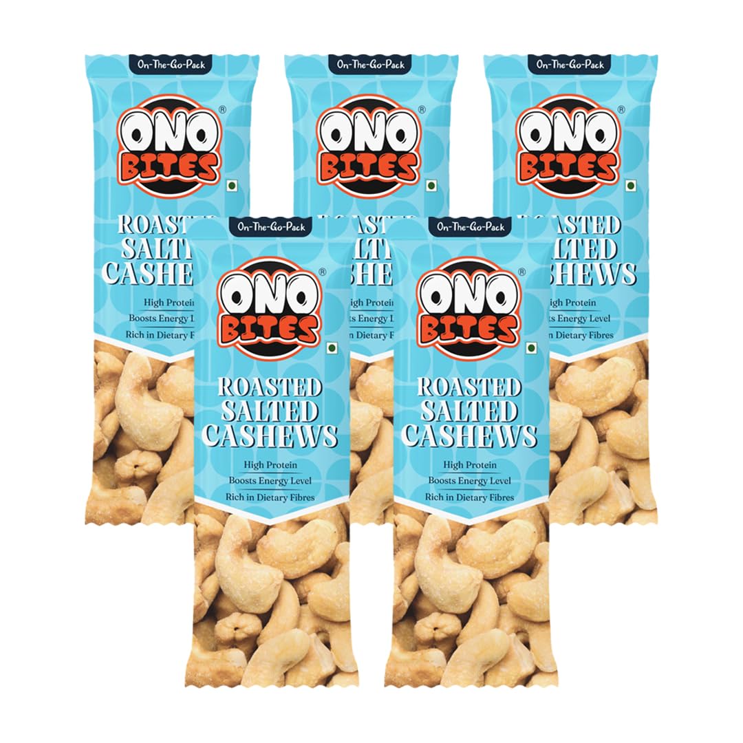 ONO BITES Roasted & Salted Cashews, On the go packs 25g x 5 (125g Total)