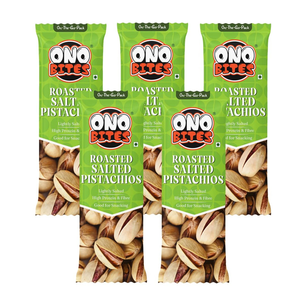 ONO BITES Roasted & Salted Pistachios, On the go packs 25g x 5 (125g Total)
