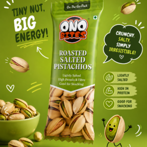 ONO BITES Roasted & Salted Pistachios, On the go packs 25g