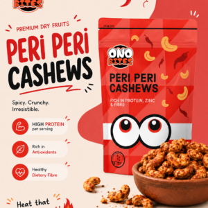 Ono Bites Peri Peri Cashews | Premium Roasted Spicy Kaju