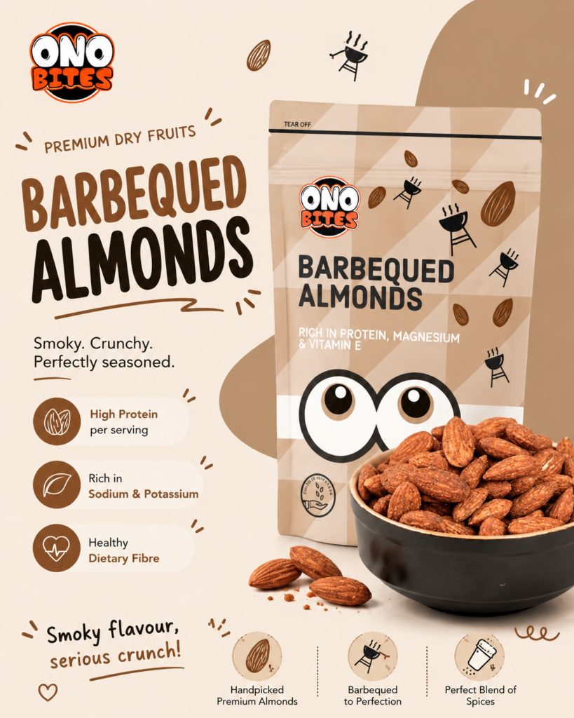 ONO Bites Barbequed Almonds | Oven Roasted Flavoured Almonds