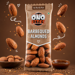 Ono Bites Barbequed Almonds | Oven Roasted Flavoured Almonds | Crunchy BBQ Season
