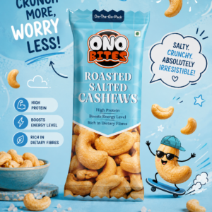 ONO BITES Roasted & Salted Cashews, On the go packs 25g